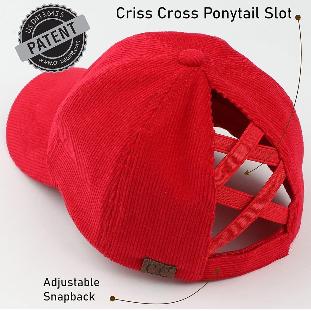 C.C Red and Tan Ponytail Cap